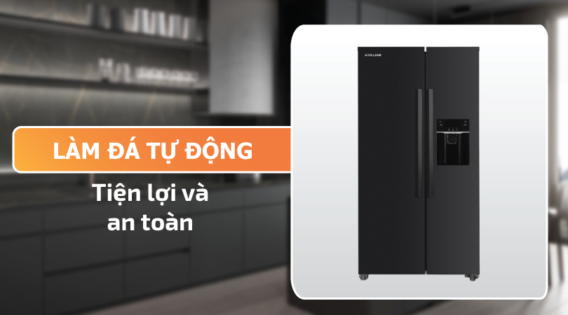 Tủ lạnh Side by Side Malloca MF-547 SIM làm đá tự động